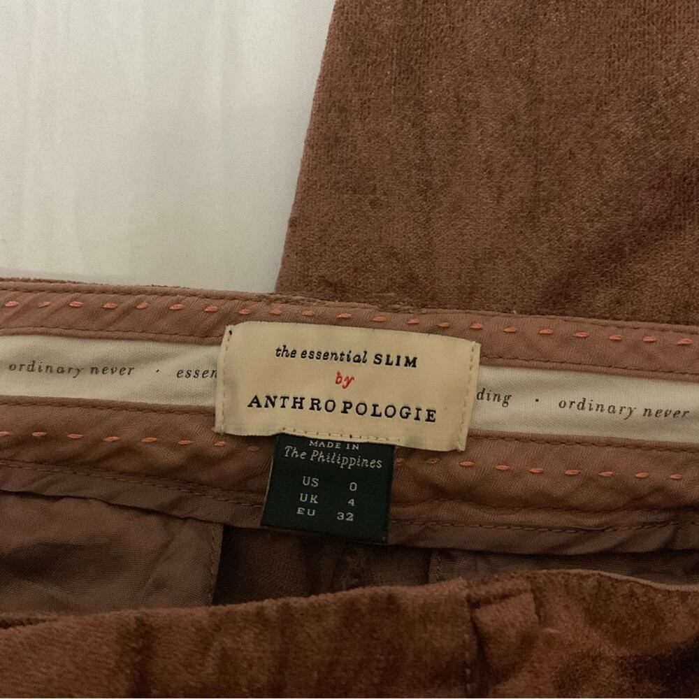 Anthropologie The Essential Slim Brown Pants 0 Casual  Boho Slow Fashion Preppy - Picture 8 of 11